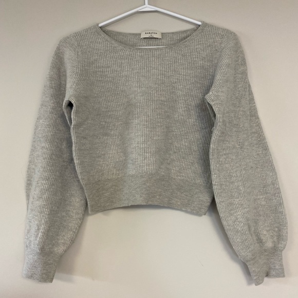 Aritzia Babaton Grey Column Wool Blend Balloon Sweater - Picture 2 of 6
